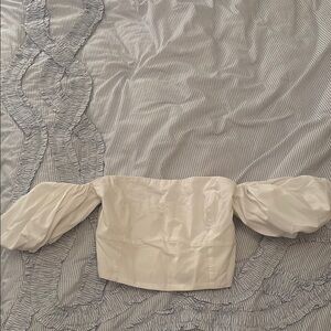 Abercrombie & Fitch White Off-Shoulder Poplin Top